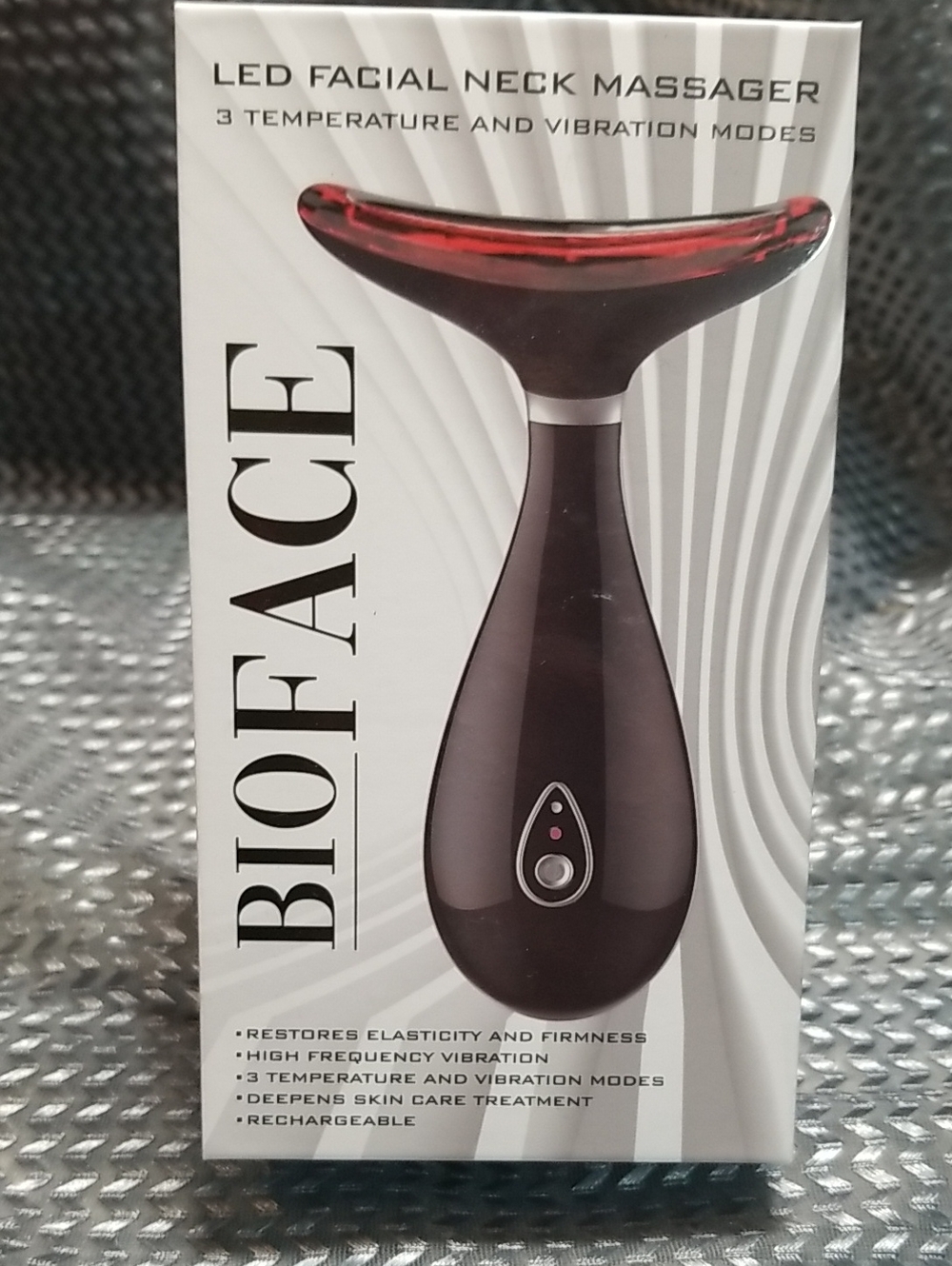 LED Facial Neck Massager - Black with Red Accent